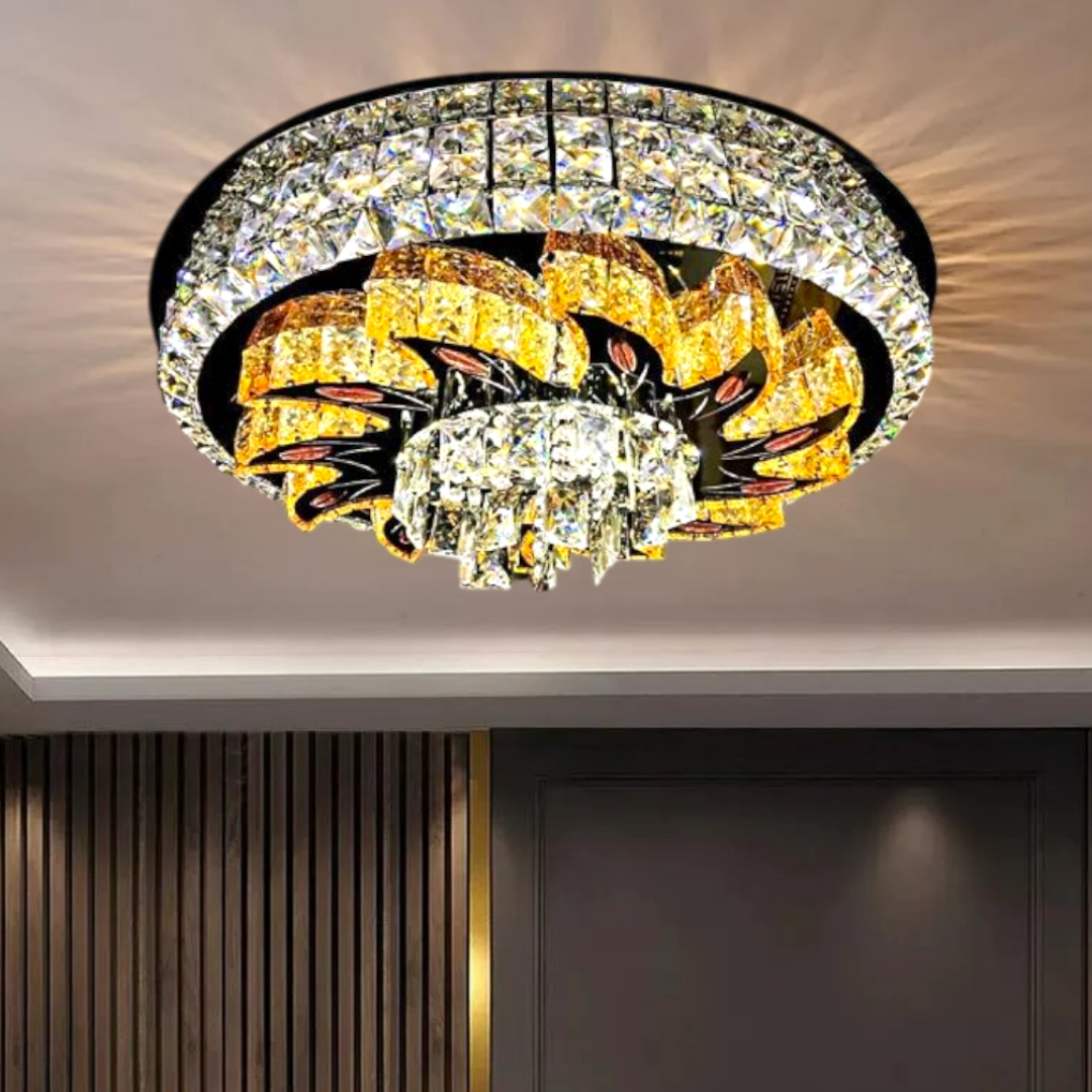 Lustra LED Aplicata Majestic Bloom Cristal Telecomanda CHROME / 60CM / CRISTAL Chandeliers