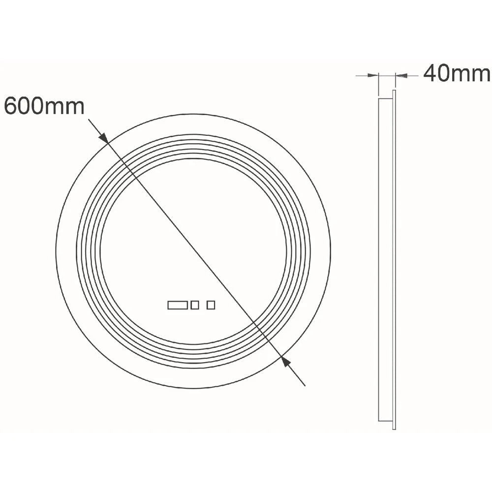 Oglinda LED CRESCA 60CM Functie Dezaburire, Ceas, Touch, 3 Lumini