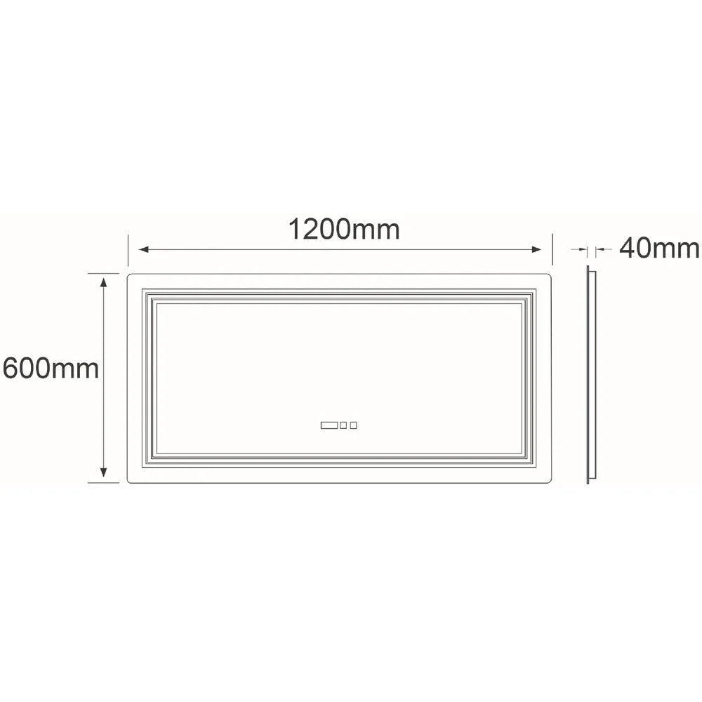 Oglinda LED VIONNA 120x60CM 3 Lumini, Functie Dezaburire, Ceas, Touch