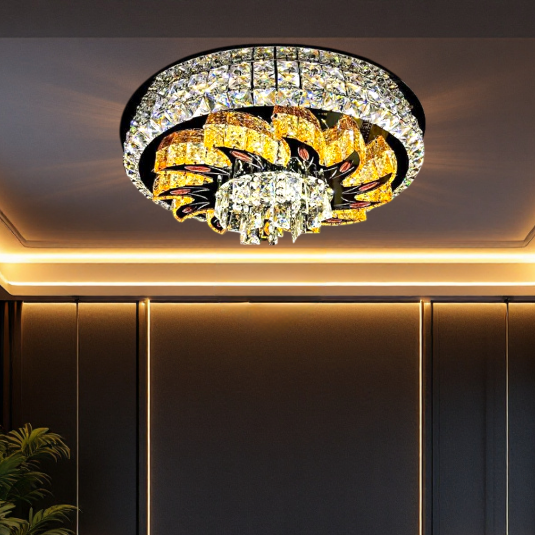 Lustra LED Aplicata Majestic Bloom Cristal Telecomanda CHROME / 60CM / CRISTAL Chandeliers