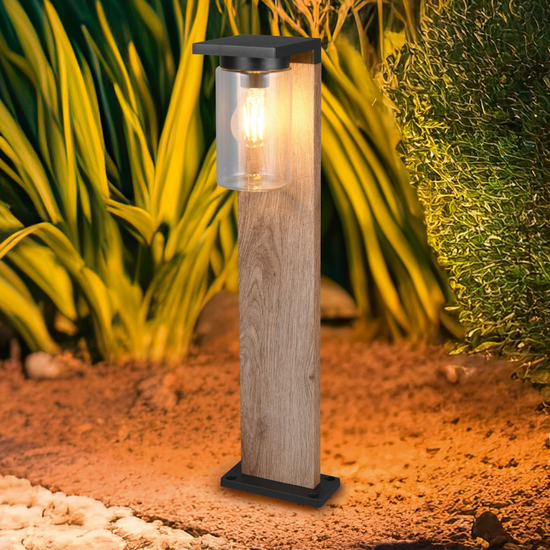 Stalp Ornamental cu Senzor Finisaj Stil Lemn 65CM GARDEN POLE