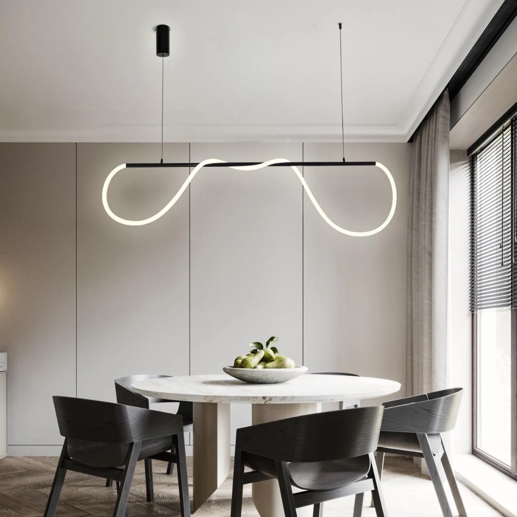 Lustra LED Suspendata GROVA Black Echivalent 300W Telecomanda NEAGRA / SUSPENDATE Lighting Fixtures