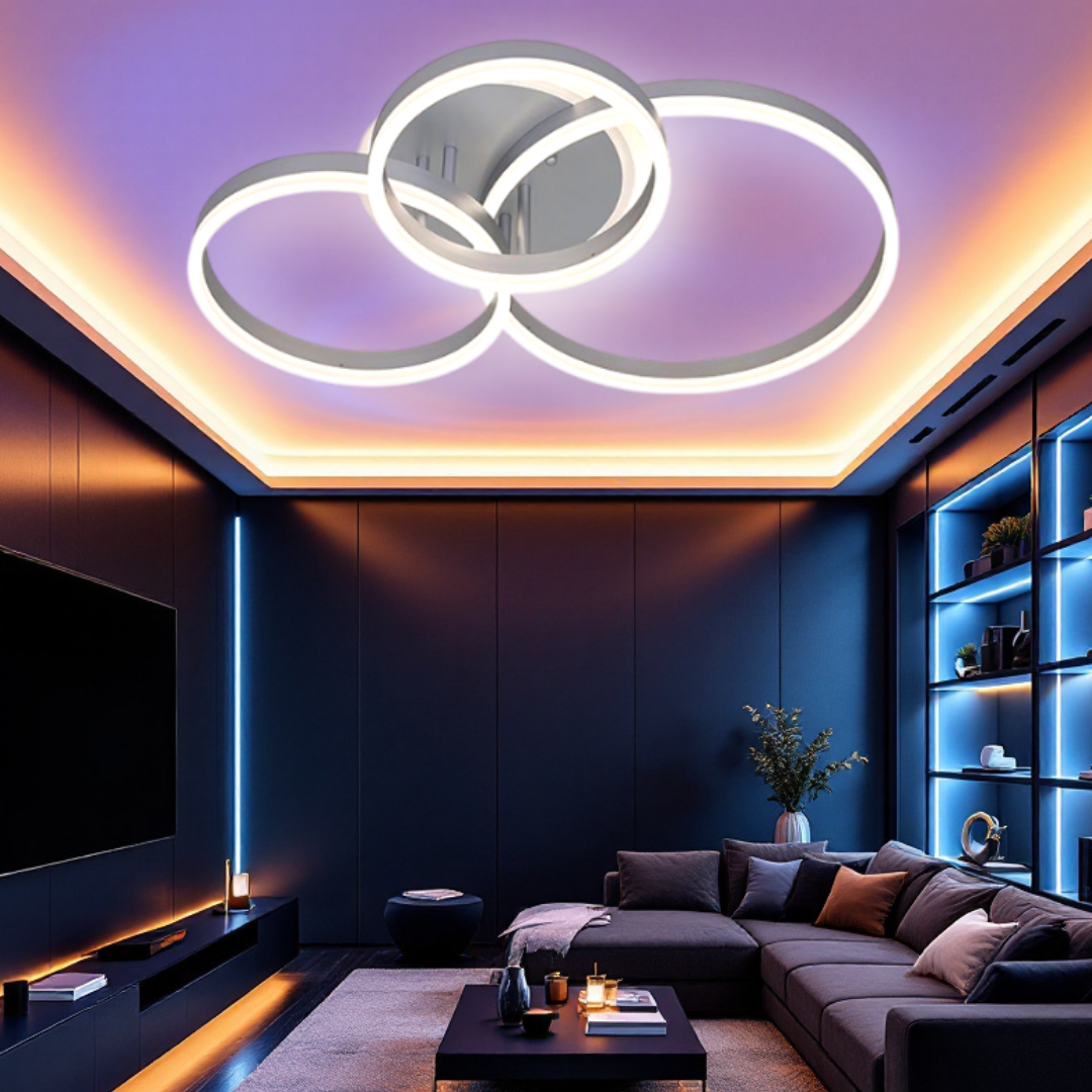 Lustra LED Beauty Silver Circle Echivalent 600W cu Telecomandă 5185-40 + 30 + 25cm SILVER / CIRCLE DESIGN Lighting