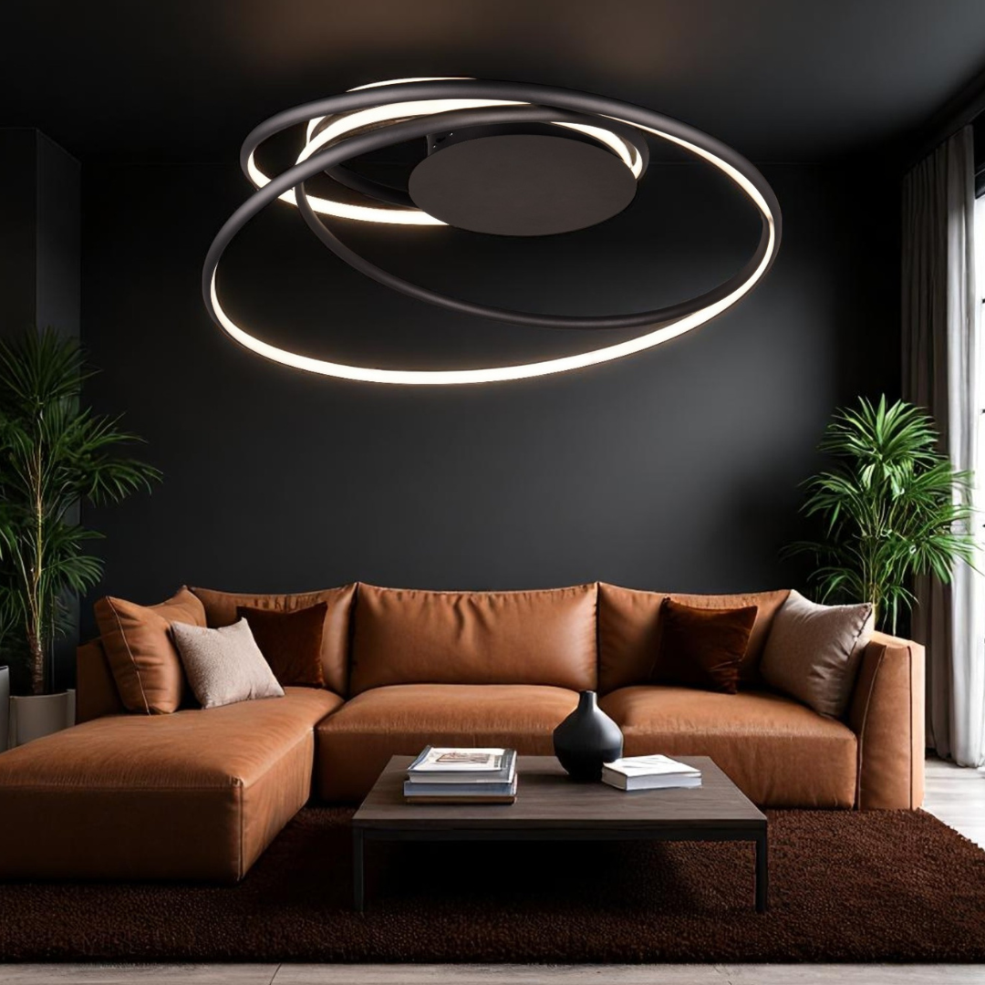 Lustra LED Aplicata NALA CIRCLE DESIGN / NEAGRA / 72CM CEILING LIGHT