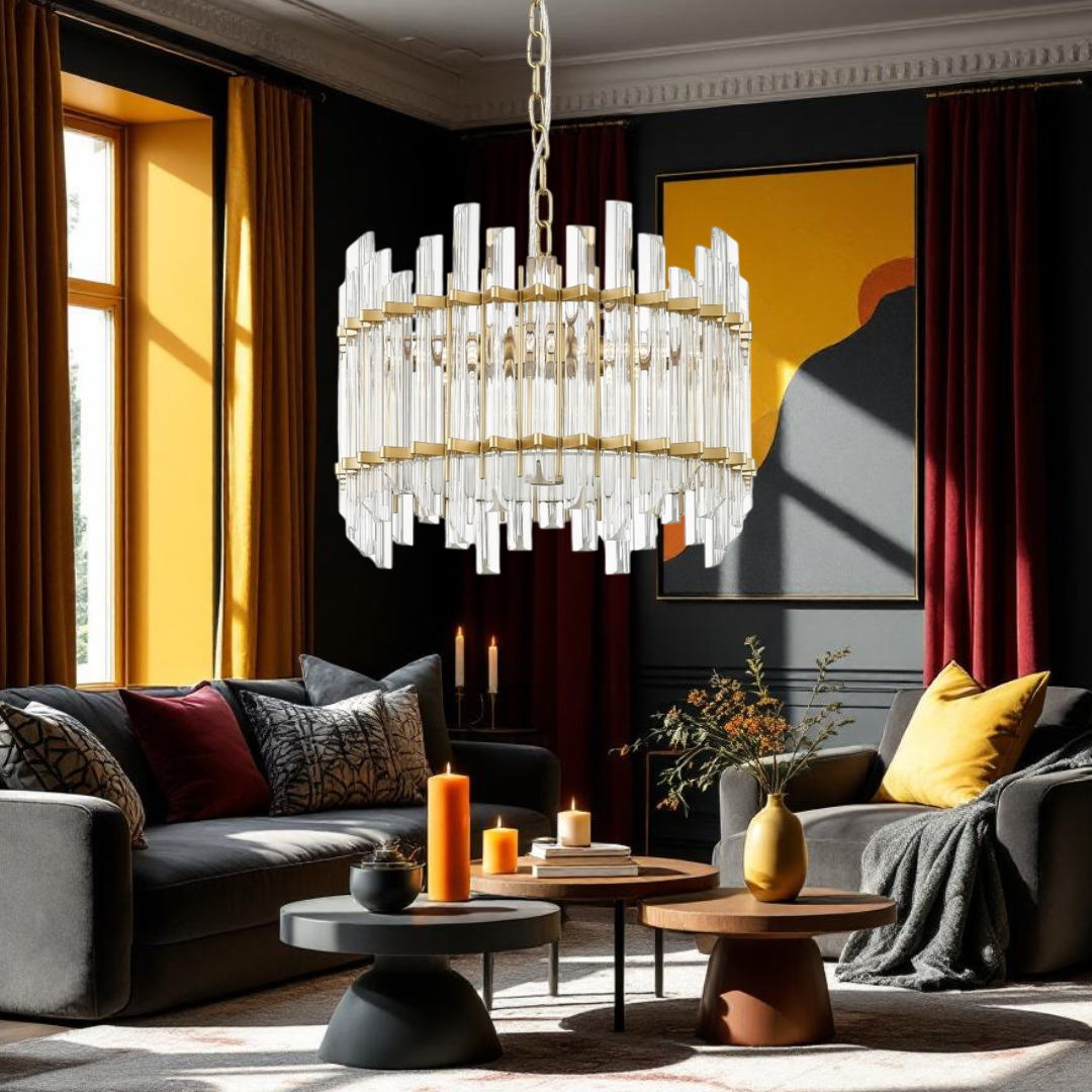 Lustra Cristal 6XG9 Gold Klaro ALB + AURIU / CRISTAL / 40CM Chandeliers Crystal