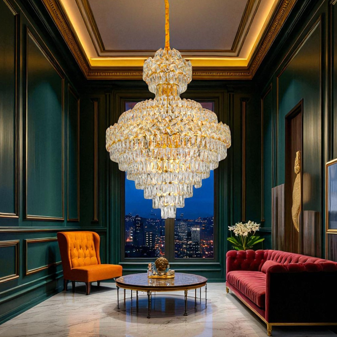 Candelabru Malli Gold 21xE27 80x110cm AURIE / 80x110CM / LUXURY Chandeliers Crystal