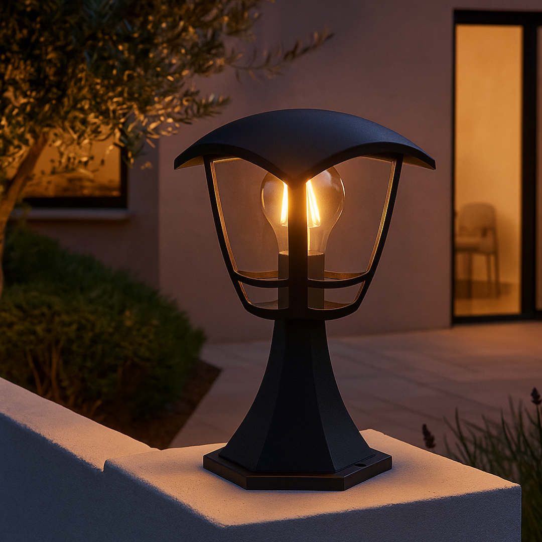 Felinar de Gradina BERLIN Black NEAGRA / STALP ORNAMENTAL / E27 EXTERIOR LAMP