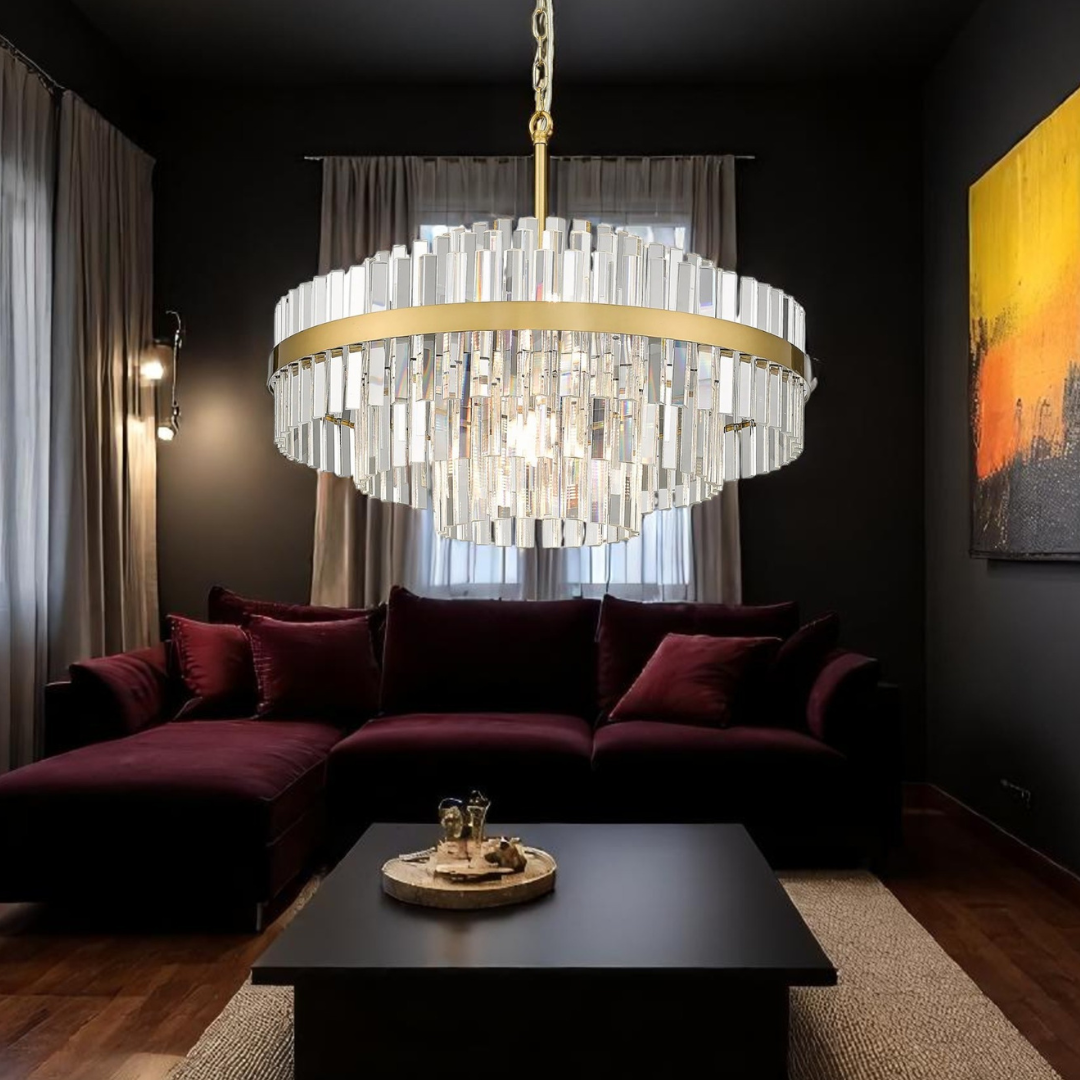 Candelabru Cristal 12xG9 Gold Kanso ALB + AURIU / CRISTAL / 60CM Chandeliers Crystal