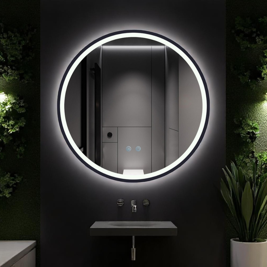 Oglinda Rotunda Neagra Dezaburire Touch 3 Lumini NEAGRA / 60CM LED MIRROR