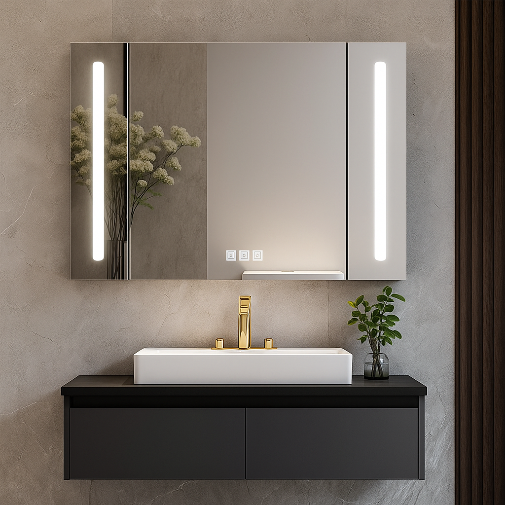 Dulap Baie Cu Oglinda LED Lyte Functii Multiple 80X70CM / GRI LED MIRROR