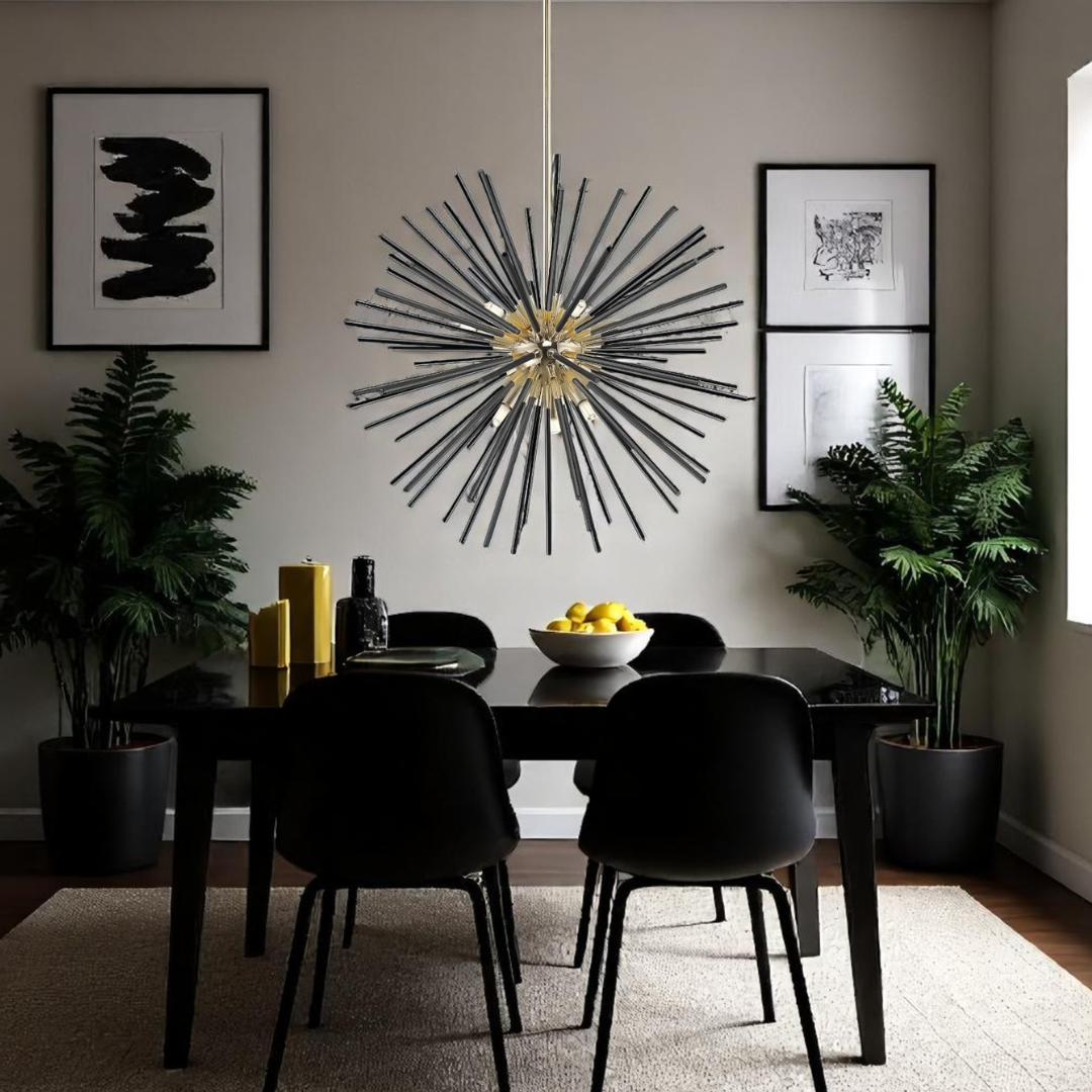 Lustra LED Black + Gold Serico NEGRU + AURIU / MINIMALIST DESIGN Lighting Fixtures