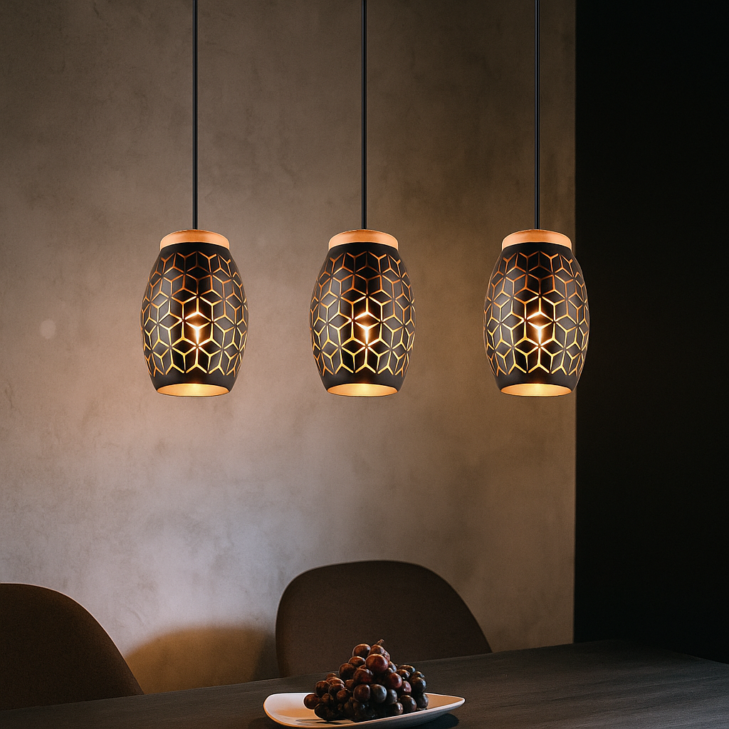 Lustra Suspendata 3xE27 BIDAR Neagra NEAGRA / VINTAGE SI RETRO DESIGN Lighting Fixtures