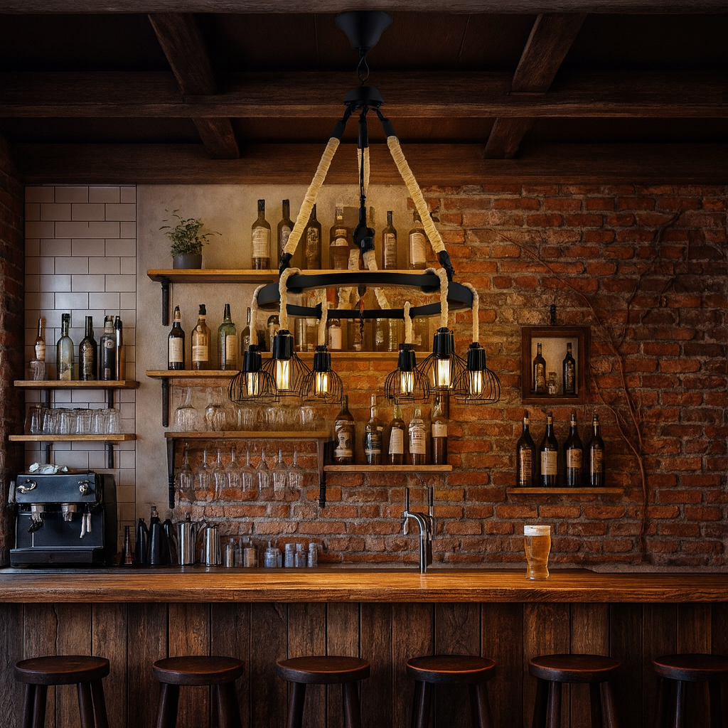 Lustra Suspendata RAMPSIDE Rope 76CM NEGRU / VINTAGE SI RETRO DESIGN Lighting Fixtures