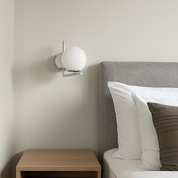 Aplica Nordic Style Abajur Mat Silver Globe ARGINTIE / ABAJUR / APLICA PERETE Wall Light Fixtures