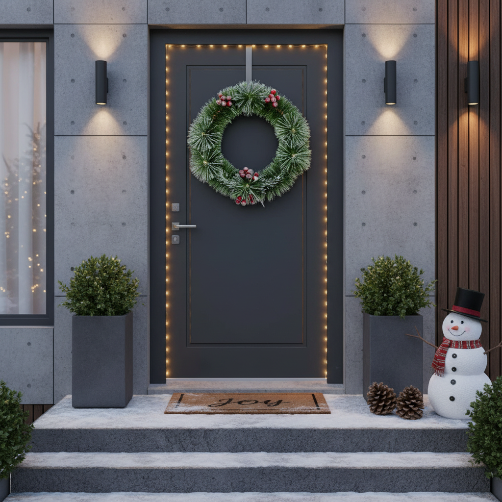 Coronita Artificiala De Craciun pentru Usa Snowpeak