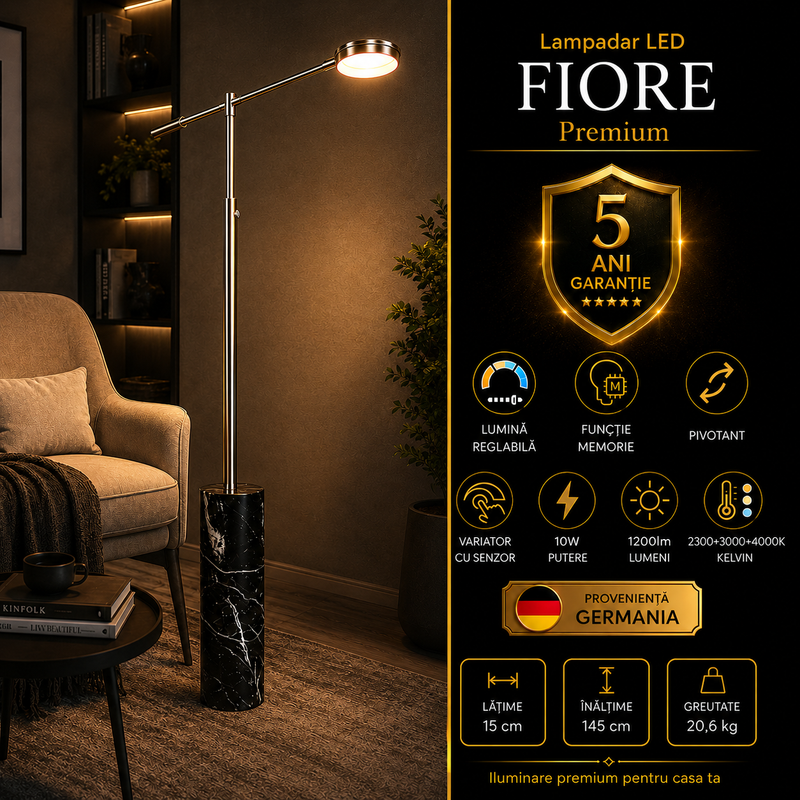 Lampadar LED Premium Fiore Silver 145CM