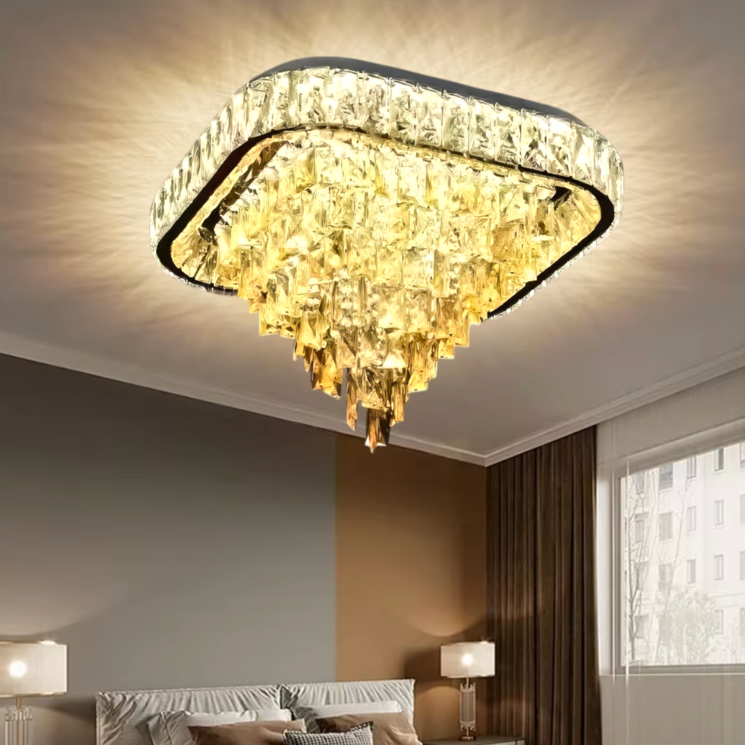Lustra LED Aplicata Royal Square Cristal Telecomanda CHROME / 50CM / CRISTAL Chandeliers