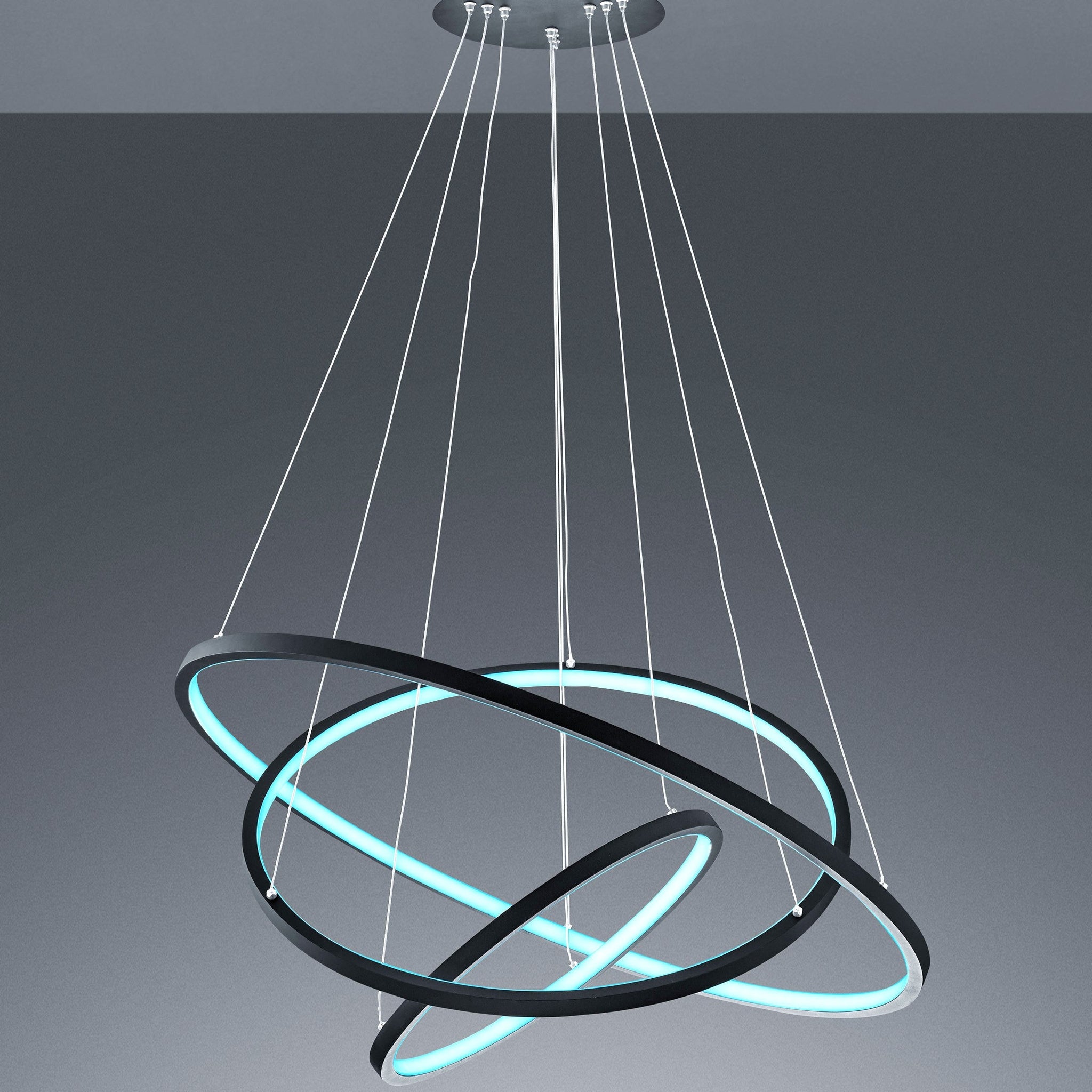 Lustra LED RGB-CCT AARON Black WIZ SMART Echivalent 1000W Telecomanda NEAGRA / 80CM / SUSPENDATE Lighting Fixtures