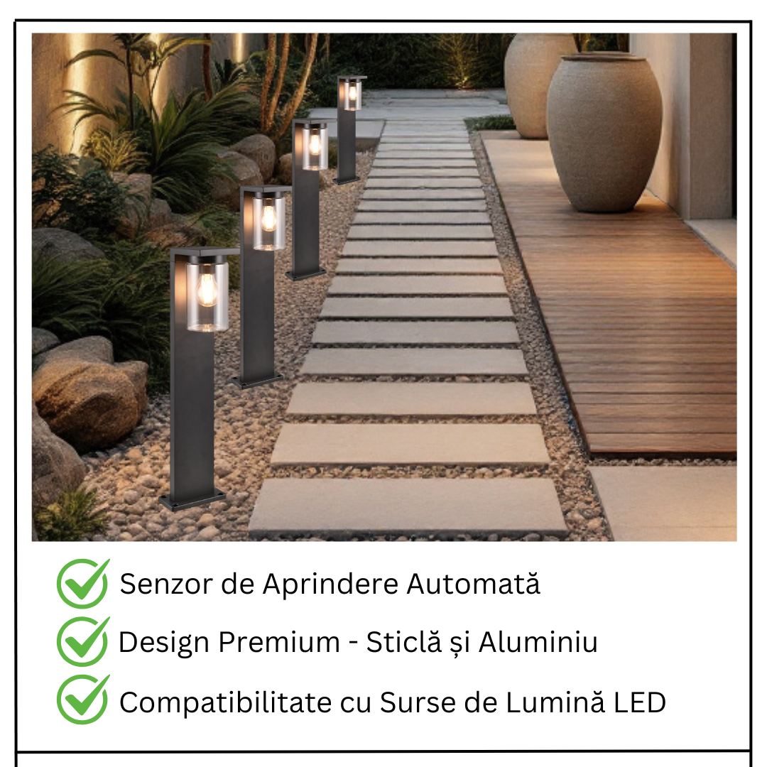 Stalp Ornamental cu Senzor Negru 65CM GARDEN POLE