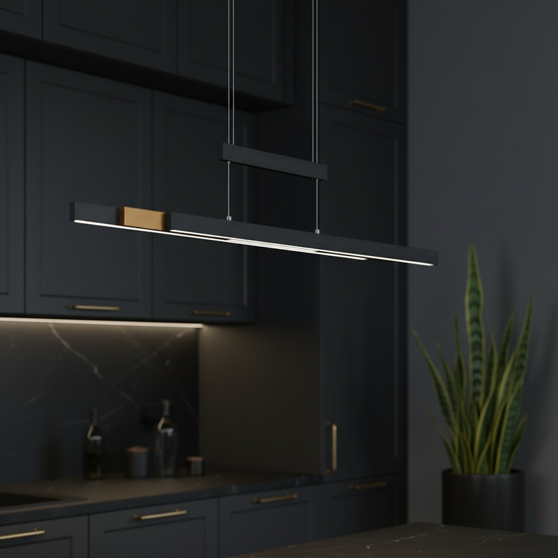 Lustra LED Suspendata Black&Gold 150CM TRAJAN Extensibila Echivalent 500W Liniara
