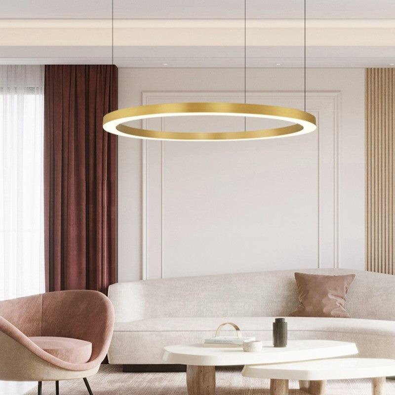 Lustra LED Suspendata TULLIO 60cm Gold 1 Segment Echivalent 300W AURIE / SUSPENDATE / 60CM Lighting Fixtures