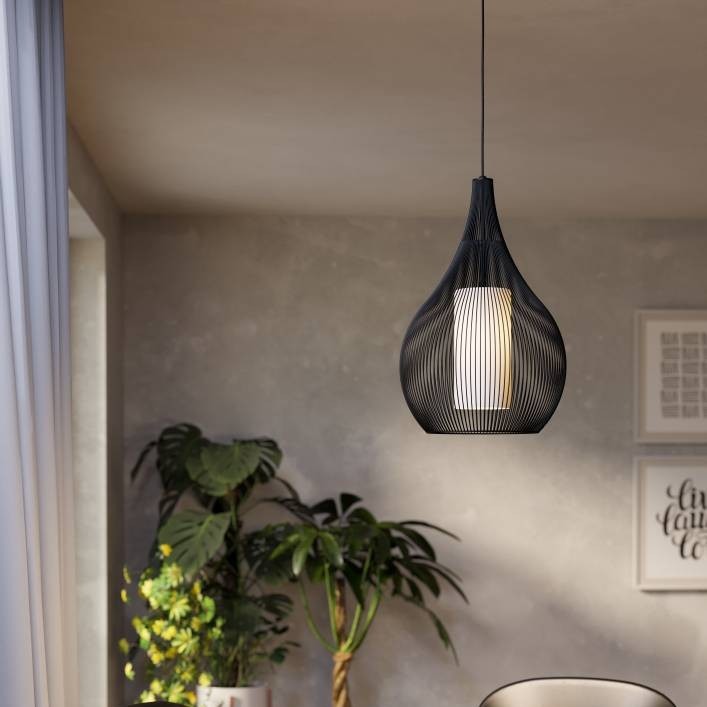 Pendul RAZONI 1 Black 110CM NEAGRA / ABAJUR Lighting Fixtures