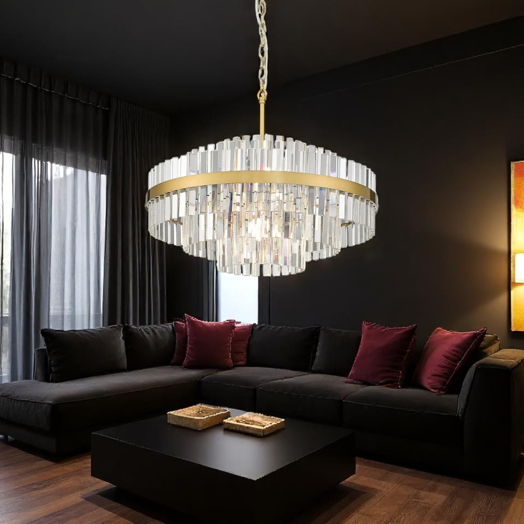 Candelabru Cristal 12xG9 Gold Kanso ALB + AURIU / CRISTAL / 60CM Chandeliers Crystal