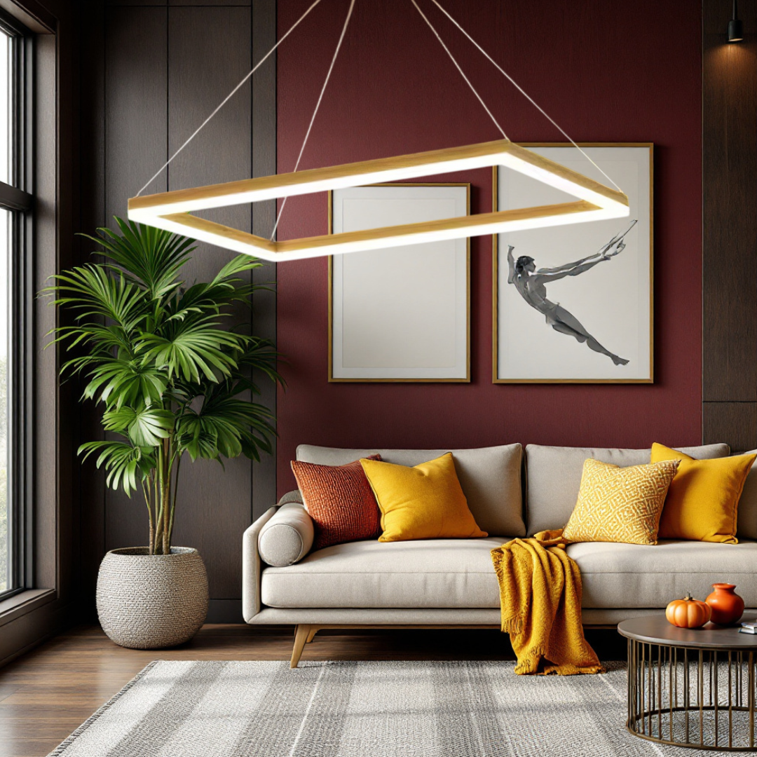 Lustra LED Suspendata Gold GlowPanel AURIE / 120CM / SUSPENDATE Lighting Fixtures