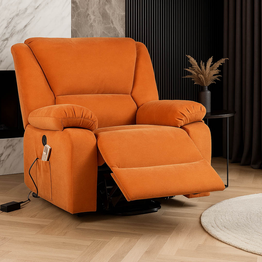 Fotoliu cu Masaj și Încălzire Recliner Electric Portocaliu FOTOLIU CU MASAJ/RECLINER/INCALZIRE / Portocaliu Chairs