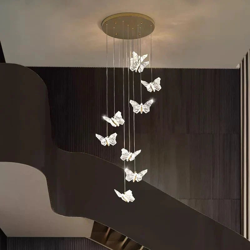 Lustra LED Suspendata Golden Butterfly 8 Elemente Echivalent 150W Telecomanda AURIE / SUSPENDATE Chandeliers