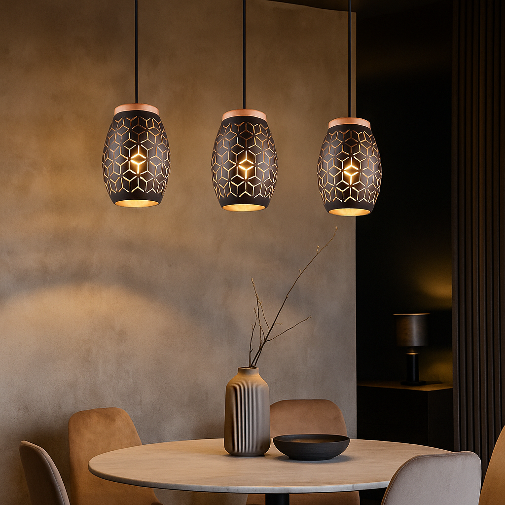 Lustra Suspendata 3xE27 BIDAR Neagra NEAGRA / VINTAGE SI RETRO DESIGN Lighting Fixtures