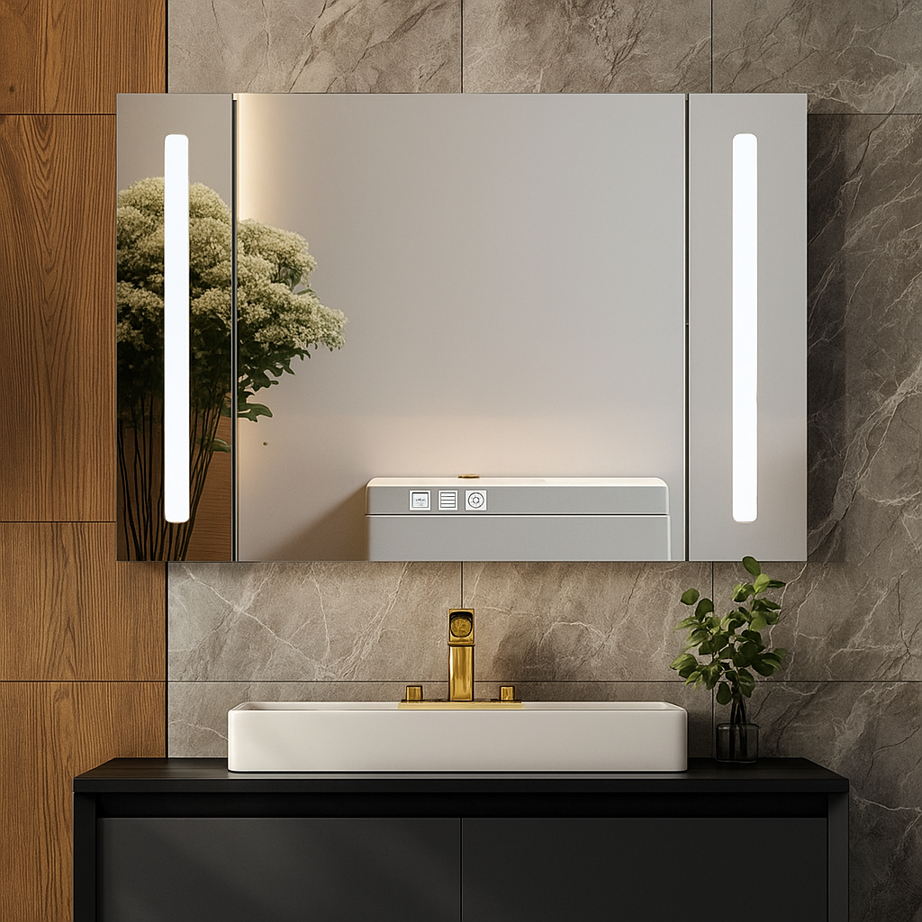 Dulap Baie Cu Oglinda LED Lyte Functii Multiple 80X70CM / GRI LED MIRROR