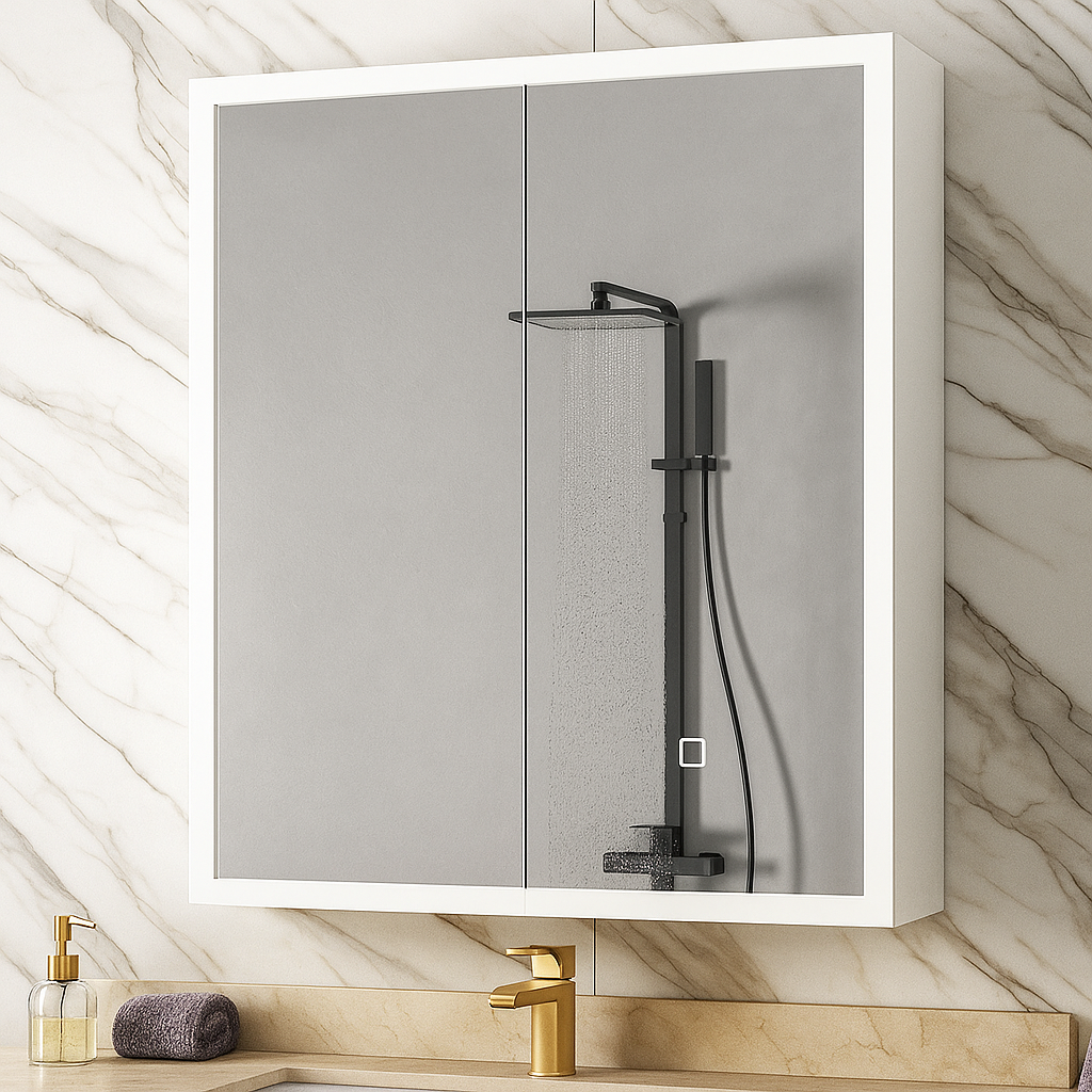 Dulap Baie Cu Oglinda LED Qora Touch 60x70cm 60X70CM / ALB LED MIRROR