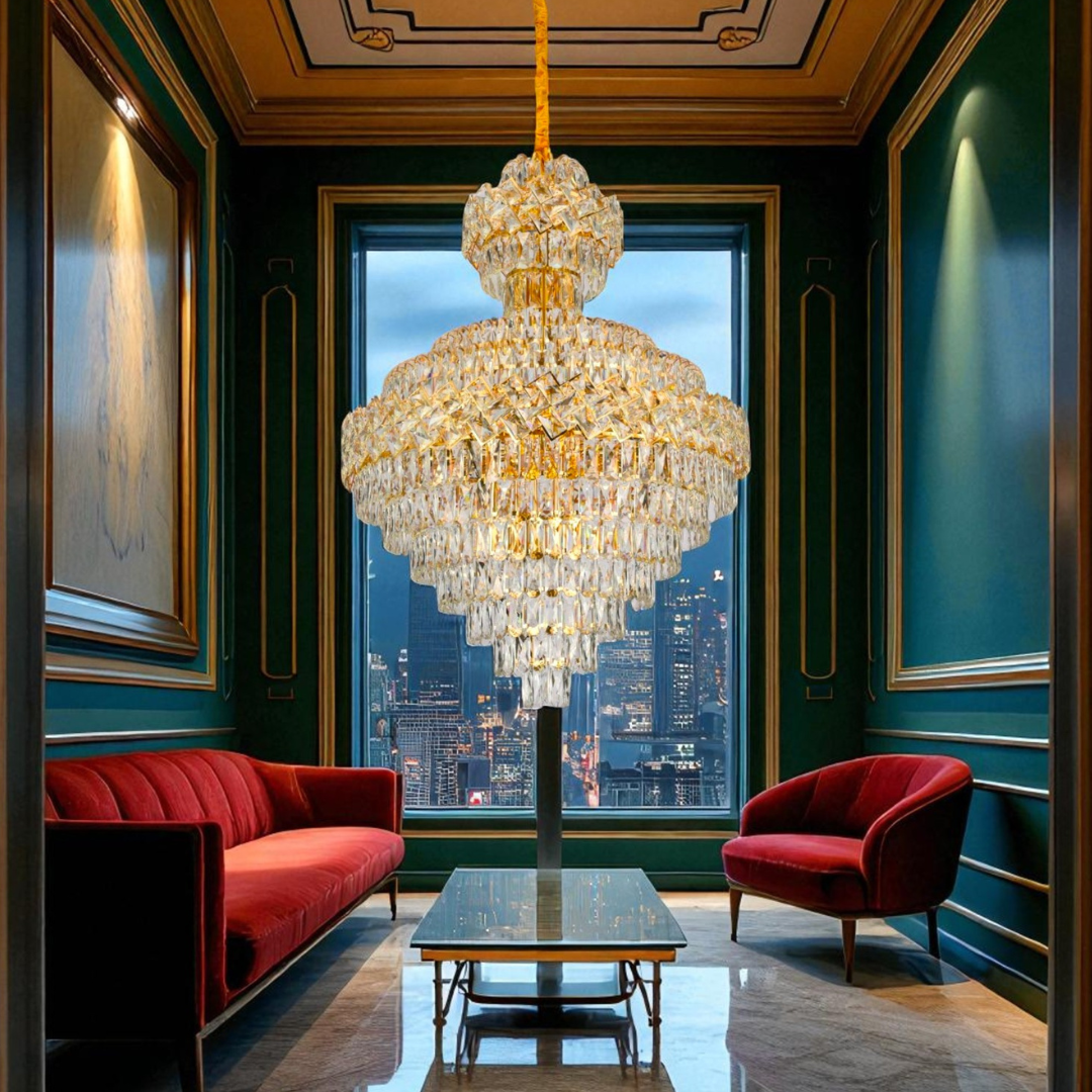 Candelabru Malli Gold 21xE27 80x110cm AURIE / 80x110CM / LUXURY Chandeliers Crystal