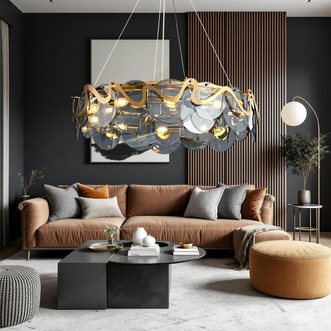 Candelabru Sticla 10xE14 Pure Fume 75CM / NEAGRA / LUXURY Chandeliers Crystal