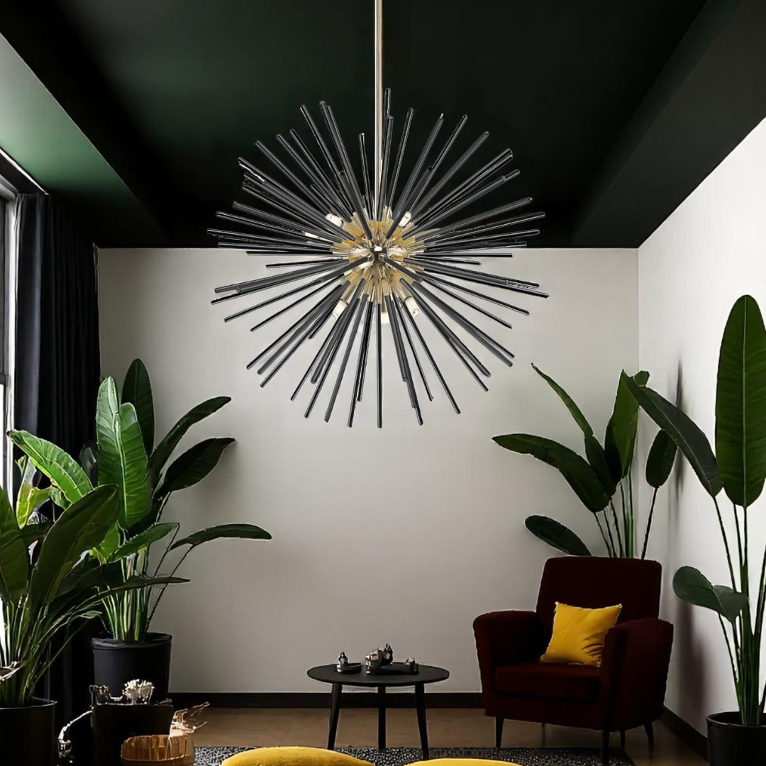 Lustra LED Black + Gold Serico NEGRU + AURIU / MINIMALIST DESIGN Lighting Fixtures