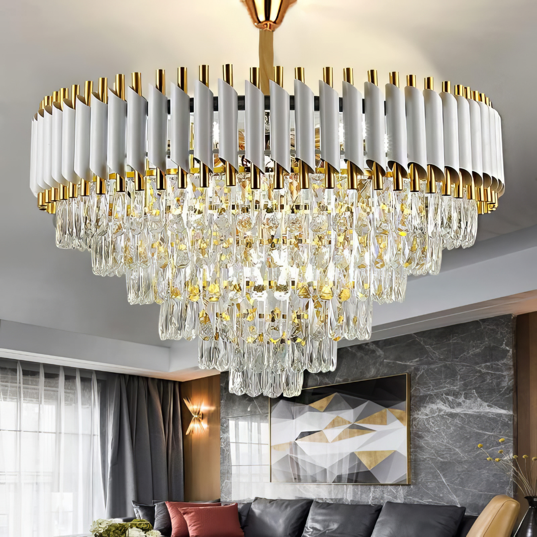 Candelabru Cristal 750MM WHITE PANTHER 8801/750 ALB + AURIU / 75CM / CRISTAL Chandeliers Crystal