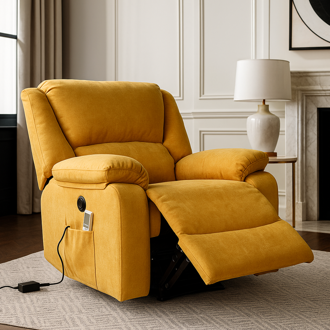 Fotoliu cu Masaj și Încălzire Recliner Electric Galben FOTOLIU CU MASAJ/RECLINER/INCALZIRE / GALBEN Chairs