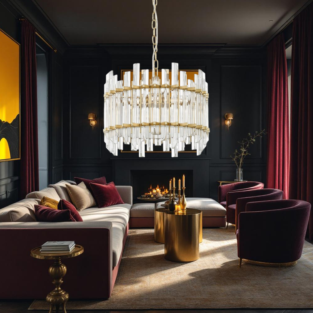 Lustra Cristal 6XG9 Gold Klaro ALB + AURIU / CRISTAL / 40CM Chandeliers Crystal