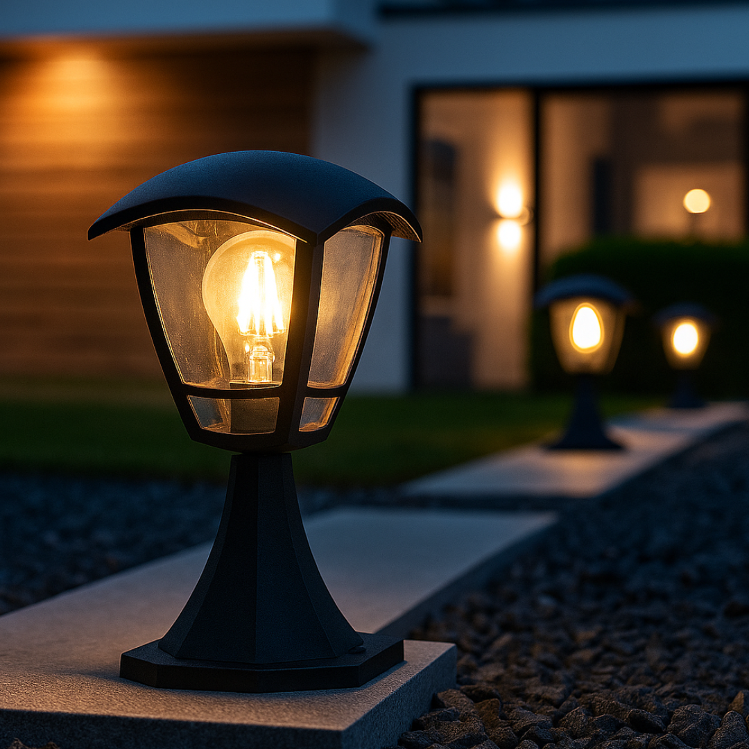 Felinar de Gradina BERLIN Black NEAGRA / STALP ORNAMENTAL / E27 EXTERIOR LAMP