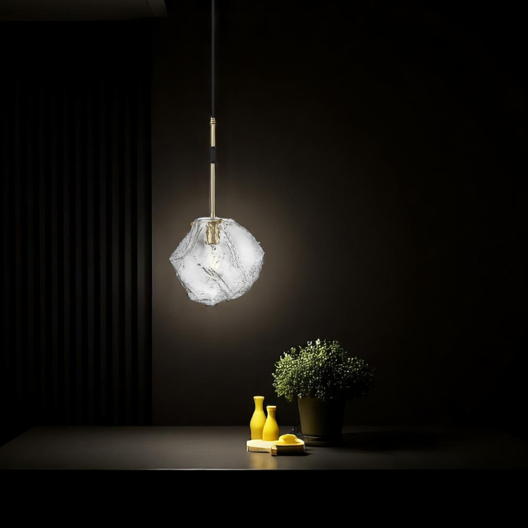 Pendul 1xE27 Matte Black + Gold IceArt NEGRU + AURIU / MINIMALIST DESIGN Lighting Fixtures