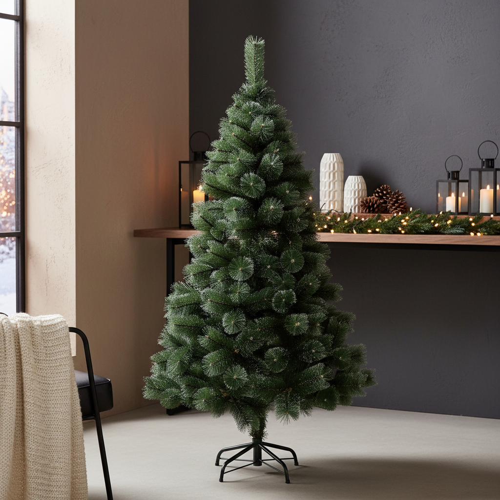 Brad Artificial de Craciun 120cm Pin Varfuri Ninse, Ace 3D, Suport Metalic A1