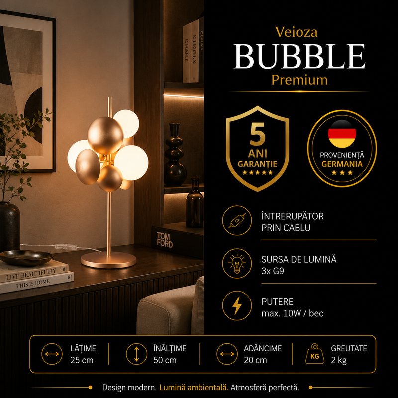 Veioza Premium Bubble Gold 3xG9 | 50CM