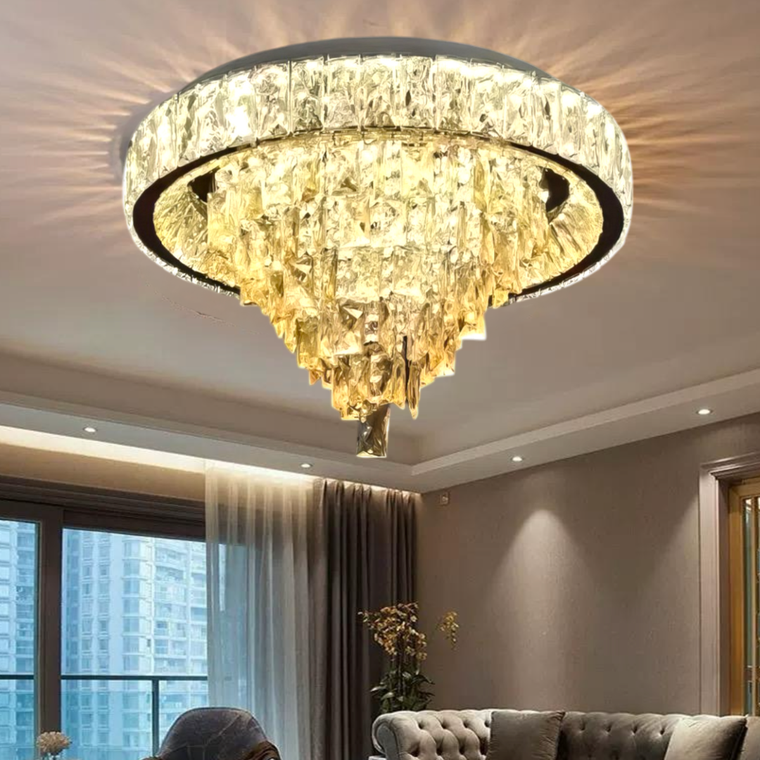 Lustra LED Aplicată Royal Round Cristal Telecomanda CHROME / 50CM / CRISTAL Chandeliers