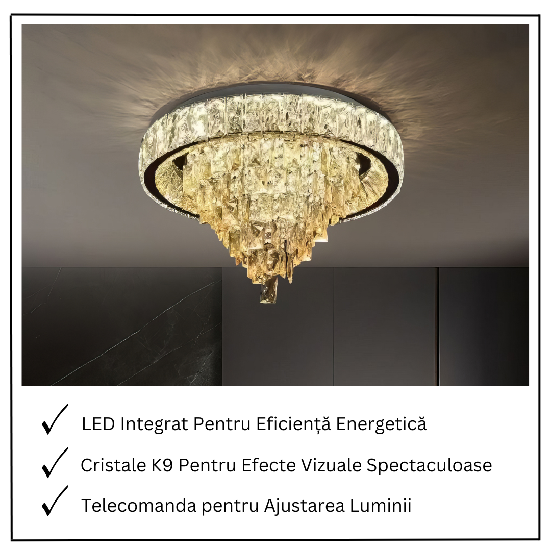 Lustra LED Aplicată Royal Round Cristal Telecomanda CHROME / 50CM / CRISTAL Chandeliers