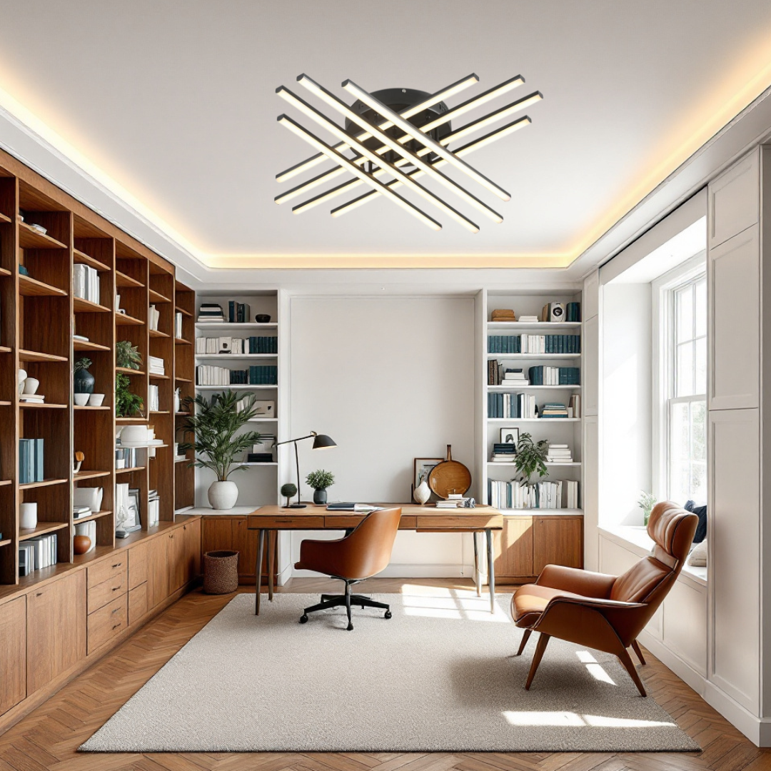 Lustra LED 8 Modern LINES Black Echivalent 400W Telecomanda BK-7021-8C NEAGRA / 72CM / MINIMALIST DESIGN Lighting