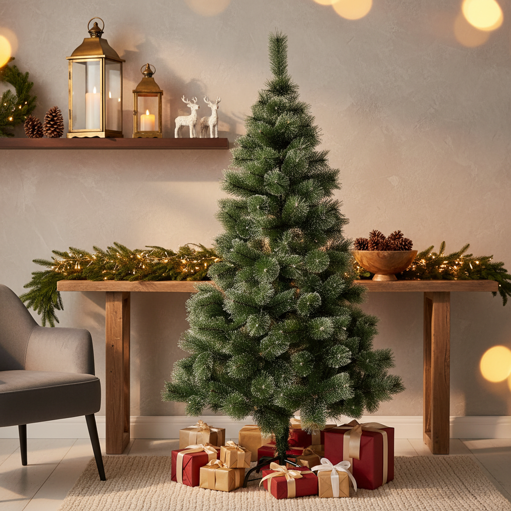 Brad Artificial de Craciun 120cm Pin Varfuri Ninse, Ace 3D, Suport Metalic A1