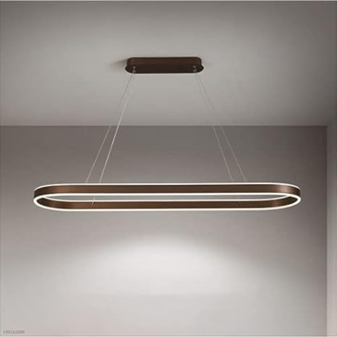 Lustra LED KING OVAL WENGE 1 Segment 120W cu Telecomanda SE-P3211-CF BROWN / 80CM / SUSPENDATE Lighting Fixtures