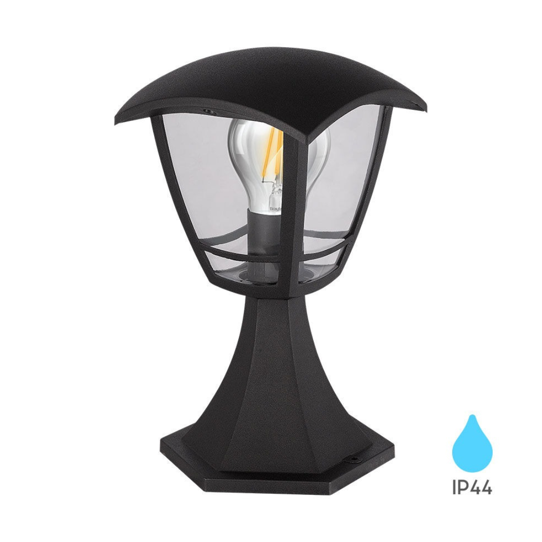 Felinar de Gradina BERLIN Black NEAGRA / STALP ORNAMENTAL / E27 EXTERIOR LAMP