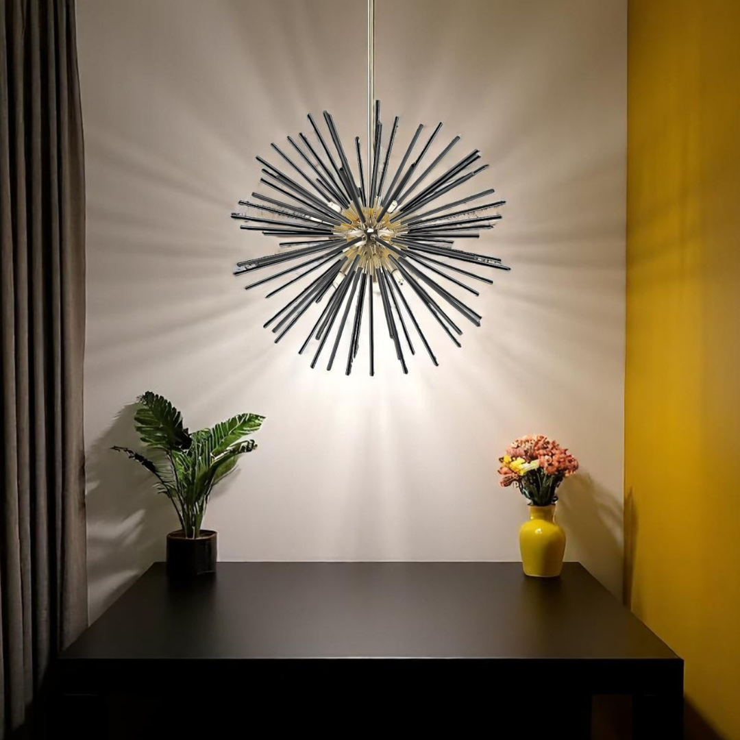 Lustra LED Black + Gold Serico NEGRU + AURIU / MINIMALIST DESIGN Lighting Fixtures